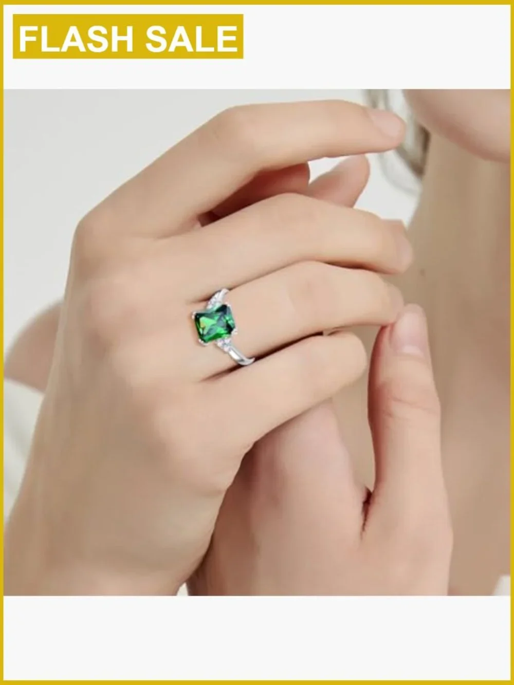 3.5CT Sterling Silver Radiant Cut Cubic Zirconia Engagement Ring
